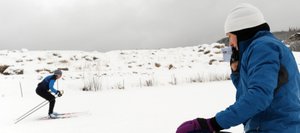 Emily Lovett films a camper Sunday at the Steamboat Nordic Center in Steamboat Springs. Lovett and Katie Lindquist host the annual two-day camp that draws about 100 athletes a day.
