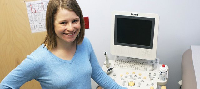 shawn mchugh/daily press
Dr. Anna Lundeen, a Northwest Colorado Visiting Nurse Association physician, stands next to a new ultrasound machine Friday. During February’s board meeting, Lundeen was granted obstetric privileges at The Memorial Hospital, meaning she can now offer prenatal care to uninsured and undocumented pregnant women.