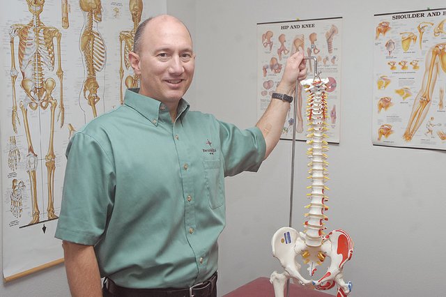 Dale Little displays a spinal cord model in The Memorial Hospital’s outpatient facility in the Centennial Mall. Little is the hospital’s physical therapy manager, and has a doctorate in physical therapy and specialized training in orthopedics and spine management. He and his family moved to Craig in December. His wife, Stacy, also works at TMH as a registered nurse.