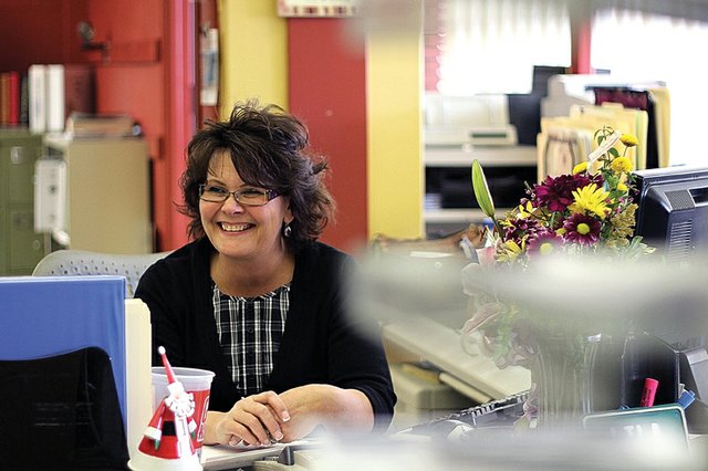 Lila Herod, Moffat County Clerk and Recorder-elect, shares a laugh Tuesday in the clerk’s office inside the Moffat County Courthouse. In April, Herod, then the county elections supervisor, resigned from her position so she could remain eligible as a candidate for clerk and recorder due to the federal Hatch Act. She re-joined the staff Nov. 23, after an about eight-month absence.