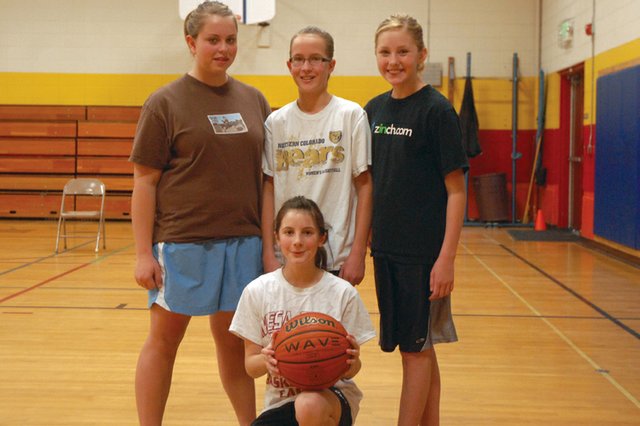 Competitors in the girls age 12 to 13 bracket of Saturday’s Craig Elks Lodge No. 1577 Hoop Shoot contest are, back row, from left: Alexi Goodnow, Josey King, and Mattie Jo Duzik. Hannah Walker is shown kneeling with the ball. The four of them have played basketball together for several years and enjoy the friendly competition of the Hoop Shoot. On Saturday, King won first, Goodnow second, Walker third and Duzik fourth. King will compete at the district contest Jan. 22 at Sandrock Elementary School.