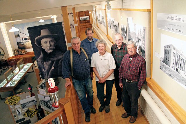 Moffat County will turn 100 years old Feb. 27, 2011, and the county’s history will be the subject of various parties, celebrations and exhibits throughout the year. Pictured, from left to right, is Lou Wyman, owner of the Wyman Museum; Dan Davidson, director of the Museum of Northwest Colorado; Mary Lou Allen, president of Preserving the Last Frontier; and Dean Visintainer and Neil McCandless, both former Moffat County Commissioners. Allen, McCandless and Visintainer will host a meeting to retell the history of the county at the end of the month.