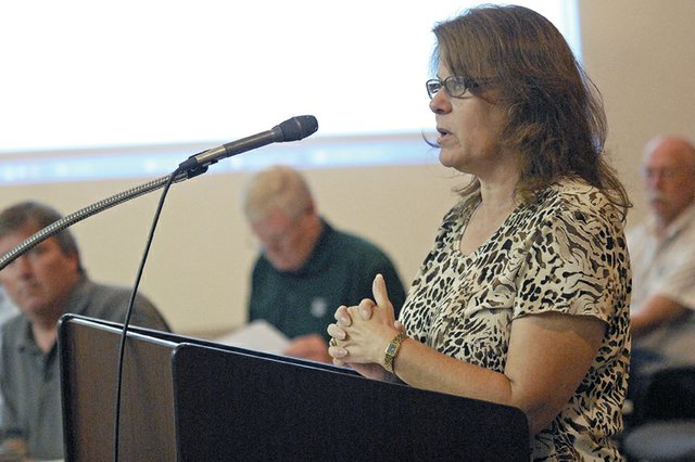 Gena Hinkemeyer, event planner for the Colorado Coal Power Generation Conference, updates the Craig City Council during its regular meeting Tuesday. Earlier in the day, Hinkemeyer visited with the Moffat County Commission. At both meetings, she outlined the scheduled events, explained the reasons for moving the conference to Steamboat Springs and sought support from elected officials.