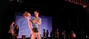 Actors Zoë Grolnick, left, and Charlie Tisch rehearse a scene for the Perry-Mansfield Performing Arts School and Camp Youth Festival production of “Hércule’s Labours of Love.”