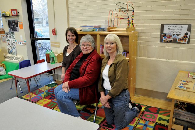 Outgoing Moffat County School Board vice president Andrea Camp, from left, president Jo Ann Baxter and secretary Trish Snyder pose for a photo Wednesday afternoon in the Moffat County Early Childhood Center. During their eight consecutive years on the board, they’ve overseen major projects in the district, including the construction of a new Craig Middle School and the district’s participation in a pilot program for Colorado Senate Bill 10-191, which seeks to establish a consistent statewide educator evaluation system.