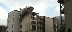 Residents of the Spring Meadows condo complex reported the roof blowing off at about 7 a.m. Thursday.