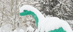 Steamboat was hit by a major winter storm that dropped temperatures and snow in the area — and on the dinosaur in front of the Western Convenience store on U.S. Highway 40 — but helped raise revenue for many local businesses.