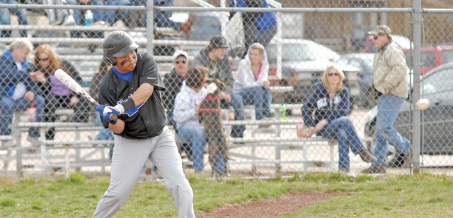 Carlos Maldonado, a Moffat County High School senior, had three hits and two RBIs on Saturday in the Montrose Tournament to help lead the MCHS varsity baseball team to a 1-1 record on the day. Head coach Justin Folley said the Bulldogs made improvements at the plate Saturday, but still need to work on being more aggressive on first pitches.
