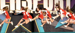 Steamboat Springs Middle School cheerleaders compete March 10 at the CheerSport-Denver Grand Championship. The team, competing in its first regional competition, finished first in its division.