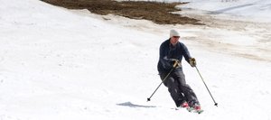 Mike Tolan skis past a patch of dirt Wednesday while making his way down Tornado Lane at Steamboat Ski Area.