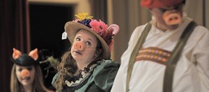 Sara Pugh plays Despina in the Emerald City Opera's presentation of "Three Little Pigs" at Strawberry Park Elementary School on Tuesday morning. The opera's touring troupe is performing for nine schools around Northwest Colorado.
