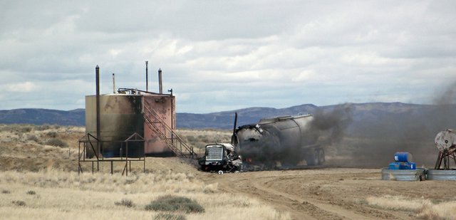 An oil transport truck continues to smolder Thursday afternoon following an oil well fire at Powder Wash. Five agencies responded to the fire, including Craig Fire/Rescue, the Moffat County Sheriff’s Office, Maybell Fire Department, and emergency medical technicians from Maybell and The Memorial Hospital in Craig. No injuries were reported.