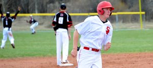 Steamboat’s Thomas Kelly hustles toward third base Saturday, heading home on a two-run Cutter Pasternak triple. The Sailors won both games of a doubleheader against Eagle Valley, 6-3.