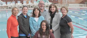 Steamboat Springs’ Amy Brodie, middle, signs a letter of intent to swim for Colorado Mesa University next fall. She was joined by, from left, coach Essi Kenttala, coach Pam Tracy, her mother, Nancy Brodie, father, Rick Brodie, coach Patti Worsley and coach Jill Ruppel.