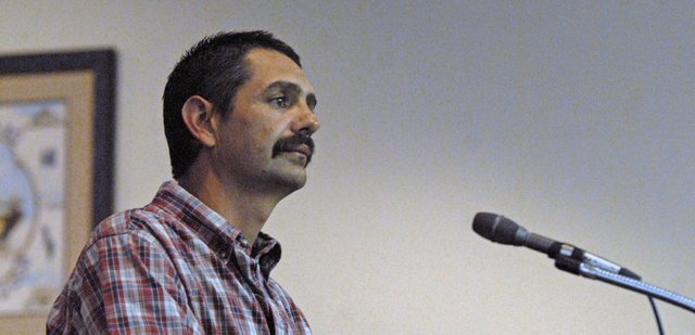 Victor Tarango stands before the Craig City Council on Tuesday night during a public hearing to discuss the approval of his application for liquor and retail gaming licenses for a proposed night club in Craig. The application was unanimously denied because Tarango failed to declare two 2011 criminal convictions — one for illegally transporting horses infected with Equine Piroplasmosis and another for disorderly conduct, according to a background investigation conducted by Craig Police Department Commander Bill Leonard.