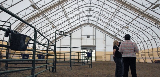 This horse arena, located at the residence of Dr. Scott and Connie Sue Ellis east of downtown Craig, could be the future site of a therapeutic horse riding center. Nine Yampa Valley residents met Sunday night at the Ellis home to discuss ways to get a local therapeutic horse riding organization established in Craig.