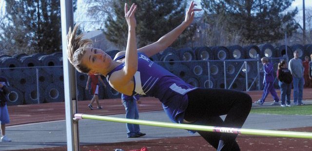 Lauren Roberts, a 2011 Moffat County High School graduate, clears the high jump bar during a track meet during her junior year at MCHS. Roberts competed in the heptathlon for a year at the University of Colorado-Colorado Springs and is now transferring to the University of North Carolina at Chapel Hill to run, jump and throw there.