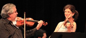 Andres Cardenes, left, and Monique Mead, right, are the music directors of Strings Music Festival. The festival opens its 25th season Saturday with the Opening Night Orchestra.
