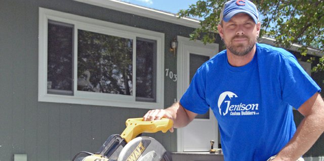 Justin Jenison, of Jenison Custom Builders, cuts wood for a patio project at Tim Kjera’s home in Craig’s Ridgeview subdivision. Kjera said Jenison was highly recommended by everyone he spoke to when he began shopping for a construction contractor. Craig Daily Press readers earmarked Jenison Custom Builders as best builder and construction company as part of the 2012 Best of Moffat County contest.