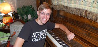Chane Smith warms up on the piano in the living room of his home on Exmoor Road. Smith, 22, also plays the clarinet and recently marched in the Fourth of July parade playing the saxophone. He currently works as a cashier at Walmart and will student-teach band classes in Steamboat Springs this fall before graduating from the University of Northern Colorado.