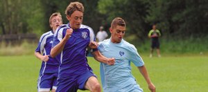 Steamboat Springs U18 soccer player Alan Flores kicks the ball Saturday at Emerald Field. Flores, who plays for Moffat County, was playing with Steamboat in the Steamboat Mountain Soccer Tournament.