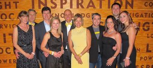 Jennifer and Darren Robinson, from left, Kerry and Jennifer Shea, Chad and Sabrina James, Dave and Aimee Nagel and Casey and Amanda Barnett prepare for the gala at the Ride for the Roses event in Austin, Texas. The event recognized the biggest contributing organizations to Livestrong.