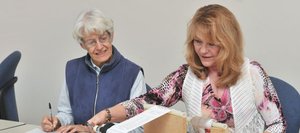 Routt County Clerk and Recorder Kay Weinland, right, and election judge Lynn Abbott verify results from this year's election at the Routt County Courthouse in downtown Steamboat Springs. Abbott, Weinland and election judge Brita Horn audited this year's results.