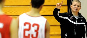 Steamboat Springs High School boys basketball coach Luke DeWolfe coaches his team during practice Friday. The Sailors take to the court Saturday against Hayden in a scrimmage.