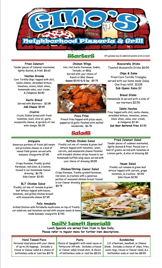 Appetizers, Salads & Specials Fall/Winter