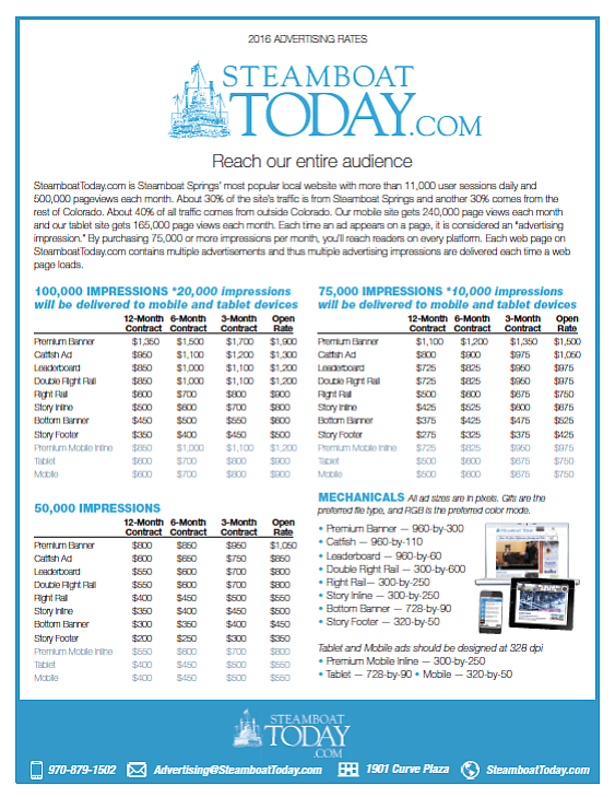 2016 Digital Advertising Rates