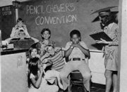 Barack Obama, in chair, pictured as a member of the 'Pencil Chewer's Convention' in Mrs. Morioko's sixth-grade class at the Punahou School in the 1972-73 school year. title=