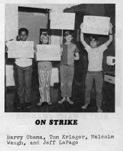 Obama was 'On Strike' during Mrs. Hefty's fifth-grade class during the 1971-72 school year. Obama is on the left.