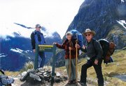 Wesley Chapman, left, hiked the Milford Track with his grandparents, Holly Norman, 68, and Melvin Norman, 70, for four days through the southern tip of New Zealand. Holly said they booked the trip about six months in advance because the New Zealand government only allows so many on the trail at one time, and it is one of the most sought-after hikes in the world.