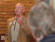 Bob McConnell speaks at a reception for delegates to the Republican county assembly at Creekside Cafe & Grill on Monday evening. McConnell is running for Congress in the state's 3rd Congressional District.