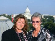 Rawya Shatila, left, of Beirut, Lebanon, and Cheryl Arnett, of Craig, pose for this photo in Washington, D.C, where the teachers traveled for a Microsoft educational forum.