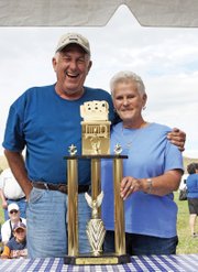 Johnny Trigg and his wife, Peggy, won the grand champion trophy Saturday during the Colorado BBQ Championship at Wyman Museum. Trigg’s team, Smokin’ Triggers, of Alvarado, Texas, is the only two-time winner at the Jack Daniels BBQ contest in Tennessee.
