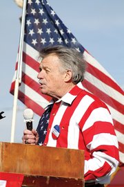 Chuck McConnell, a Steamboat Springs resident and chairman of the Routt County Republican Central Committee, speaks Friday at the 2011 Tax Day Freedom Rally hosted by the Bears Ears Tea Party Patriots at the Moffat County Courthouse.