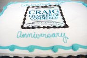 A cake commemorates the Craig Chamber of Commerce’s 65th anniversary. A celebration was held during an after-hours mixer Thursday at the chamber’s office, 360 E. Victory Way.