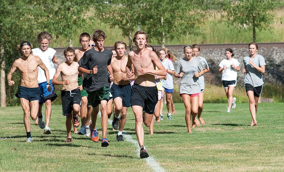 ... High School cross-country team prior to a training run this week at