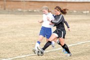 The Moffat County High School girls varsity soccer team struggled in the first game of the season Thursday at Central Grand Junction High School, falling 1-0. Head coach Harry Tripp said despite some flaws, the defense, led by junior Rose Howe, pictured above, did a great job limiting the Warriors offense.