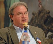 Ron Roesener, a Republican candidate for Colorado House District 57, fields a question from a Craig resident during a debate with opponent Bob Rankin sponsored by the Bears Ears Tea Party Patriots. Roesener said he is running to protect the rights of the agriculture industry and to deregulate small businesses.