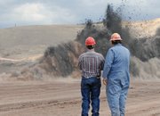 Sal Pace, a Pueblo Democrat running for Colorado’s Third Congressional District, shoots dynamite Thursday during a tour of Trapper Mine in Craig. Pace met with Trapper Mine officials where he stressed the importance of a diversified portfolio to maintain the country’s energy independence.