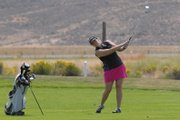 Amber Nicholson hits from the fairway of the sixth hole at Yampa Valley Golf Course Sunday. Nicholson shot a tournament-best 70 Saturday, including four-under-par on the back nine, and 77 Sunday to win the ladies’ club championship at YVGC.
