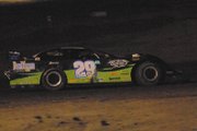 Jason Davis, of Grand Junction, races his late model stock car at Thunder Ridge Motorsports Park Saturday night. Davis was one of two late model drivers in attendance, and won the race in convincing fashion.