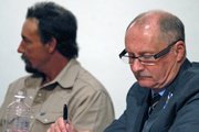 John Kinkaid, unaffiliated candidate for Moffat County Commission in District 1, takes notes Thursday during a candidate forum hosted by the Bears Ears Tea Party Patriots.