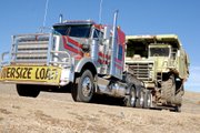 A Euclid 302LD Dump Truck rolls into the Wyman Museum. Tony Peroulis, of Peroulis Brothers, hauled the truck to Wyman Museum free of charge.